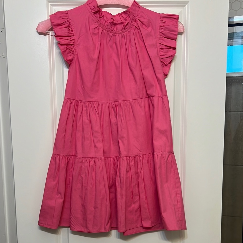 Mint Pink Tiered Sundress with Flutter Sleeves